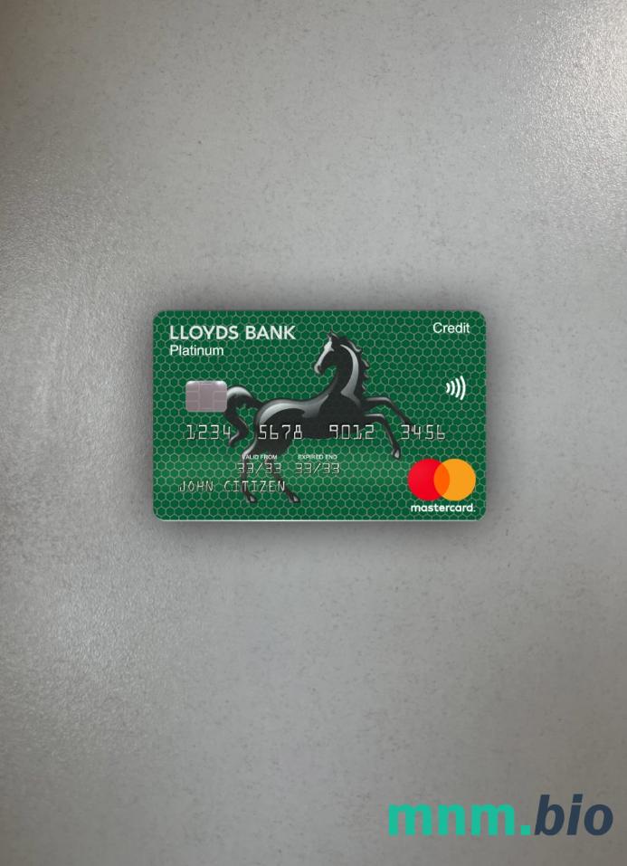 United Kingdom Lloyds platinum wygląd zdjęcia mastercard skan PSD + zdjęcie